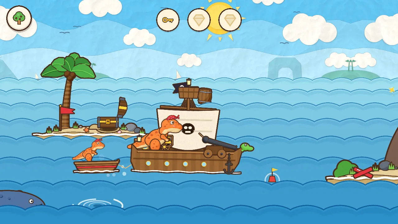 A pirate ship sailing to a treasure island